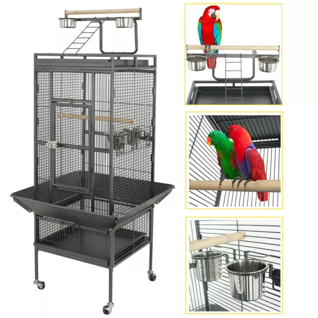 Large Bird Cage Large Play Top Parrot Finch Cage Cockatiel Cockatoo Play Top 61"