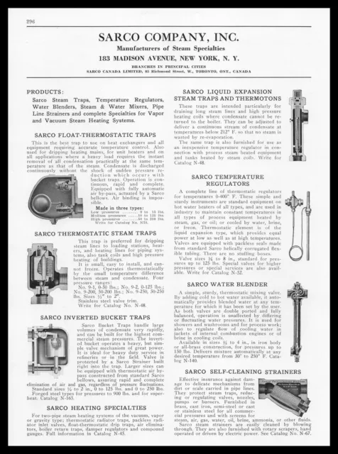1939 Sarco Company Inc New York NY Steam Traps Strainers Water Blenders Print Ad