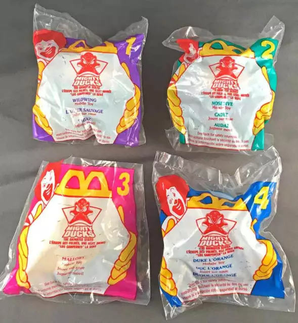 Mighty Ducks An. Series - 4 HM Toys - in McDonald's Happy Meal Box -SEE VIDEO