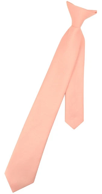 Vesuvio Napoli Boys CLIP-ON NeckTie Solid PEACH Color Youth Neck Tie