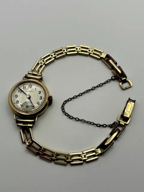 Vintage 9ct Solid Gold Dominant Ladies Swiss Cocktail Watch. Excellent Condition