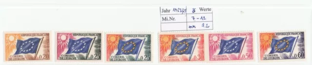 Frankreich -  1963/65 - Dienstmarken für den Europarat, Mi. Nr. 7-12, postfrisch
