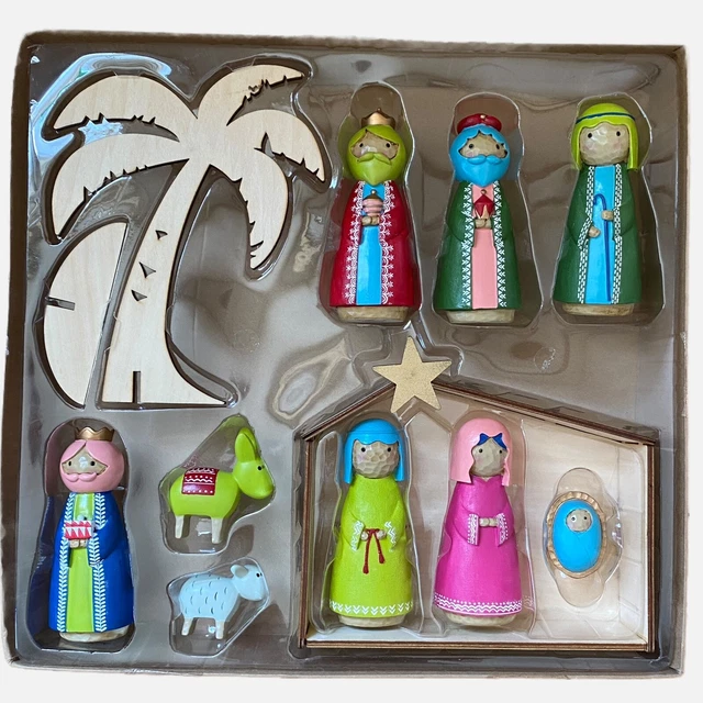 Juego de muñecas Kokeshi estilo 11 piezas resina de madera Azusa Omura sello distintivo
