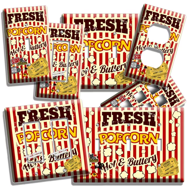 Popcorn Tv Room Home Movie Theater Light Switch Outlet Entertainment Wall Plates