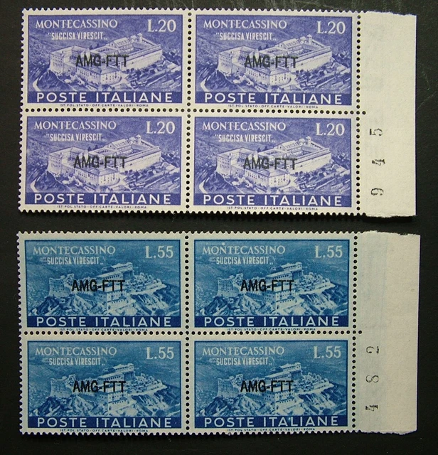 AMG - Ftt 1951 Italy Trieste 2X Quatrains Abbazzia Di Monte Cassino MNH