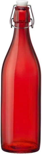 Bormioli Rocco Giara Red Glass Swing Top Bottle, 33 3/4 oz