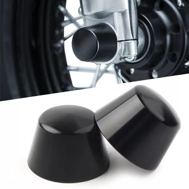 Black Front Axle Cap Nut Covers For Harley Sportster Dyna Road Glide King FLSTC