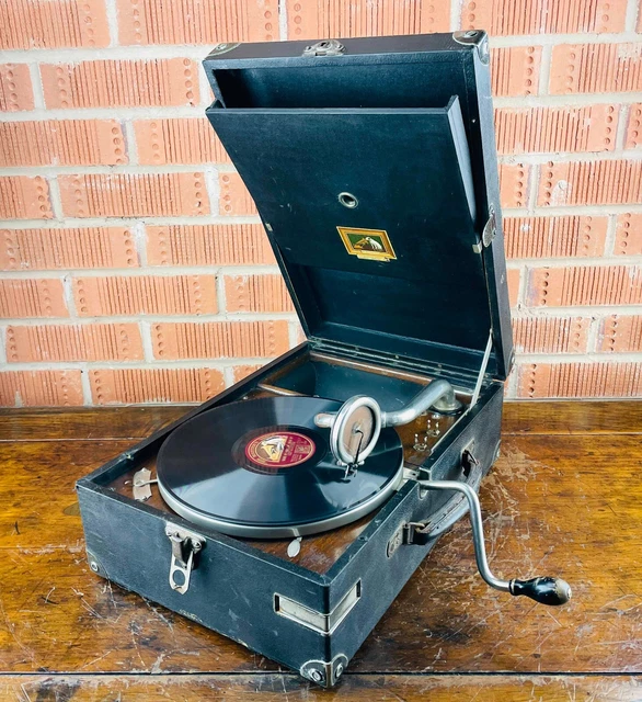 HMV GRAMOPHONE 101 Portable Wind Up Record Player 78rpm Antique Vintage