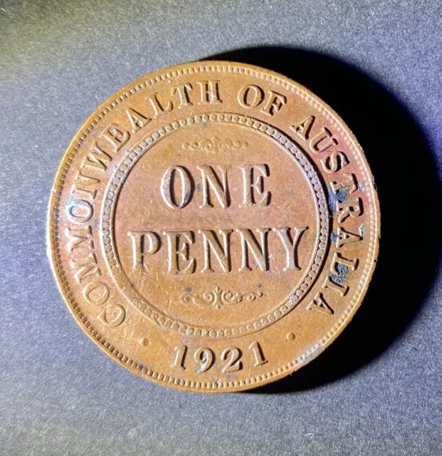 Australia  One  Penny  1921   Km # 23  Vf.