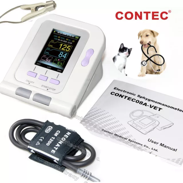 Color LCD VET Veterinary Digital Blood Pressure Monitor+6-11cm cuff,vet Spo2,dog