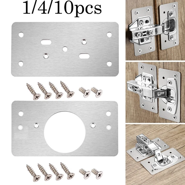 Placas De Soportes De Reparación De Bisagras 10 Piezas, Placa Reparacion Bisagra Artefacto De Acero Inoxidable, Repair Kit Con 60 Tornillos Para De Madera Muebles Gabinete Cajón Ventana Estantes