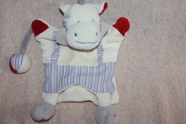 DOUDOU BABY NAT MR MONSIEUR ZEBRE MARIONNETTE BALLON BLANC GRIS com9