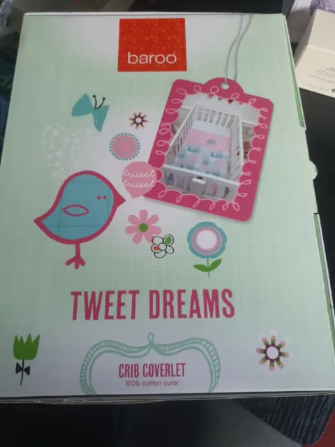 Baroo Tweet Dreams Crib Coverlet Kids Baby Infant Toddler 55 x 70cm Cotton