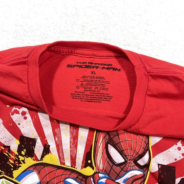 Amazing Spider-Man Shirt XL Red Graphic 2012 Marvel Movie Stick With Me Cotton 3
