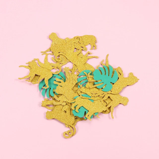 100 piezas decoraciones creativas de confeti de animales monstruos con tema de selva hawaiana