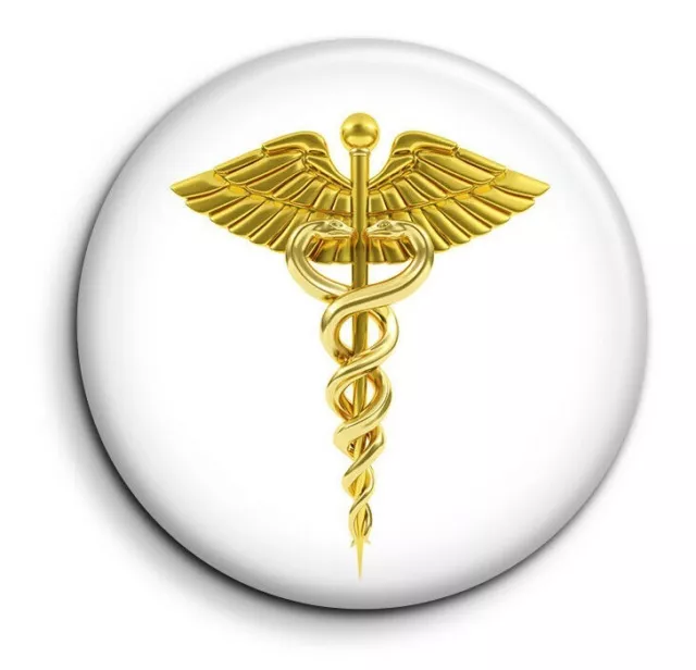 Badge Epingle 38mm Button Pin  Caducée Médecine Symbole Santé Médical infirmier