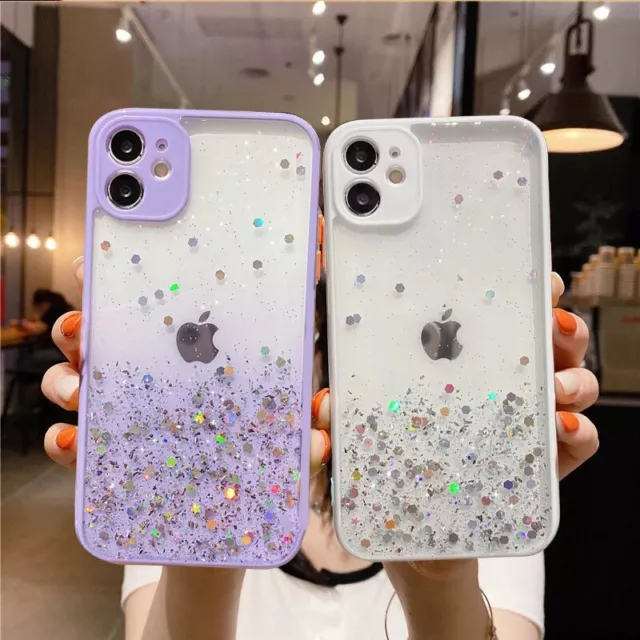 Glitter Clear Phone Case for iPhone 11 12 13 14 Pro Max X XS XR 6 7 8 Plus Cover