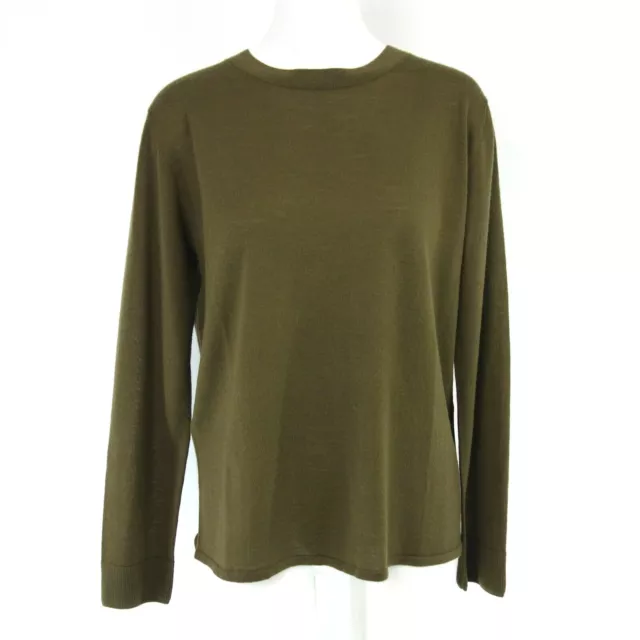 Stefanel Pullover Donna Sweater Taglia L 38 Verde Kaki Schiena Scoperta a Np 139