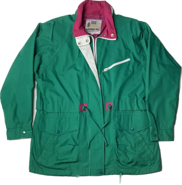 TOWNE BY LONDON Fog Coat Color Block Nylon Jacket Size M Vintage Green ...