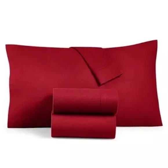 Martha Stewart Holiday Collection Cotton Flannel Twin Sheet Set Red