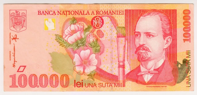 1998 Romania 100000 Lei 3370150 Paper Money Banknotes Currency