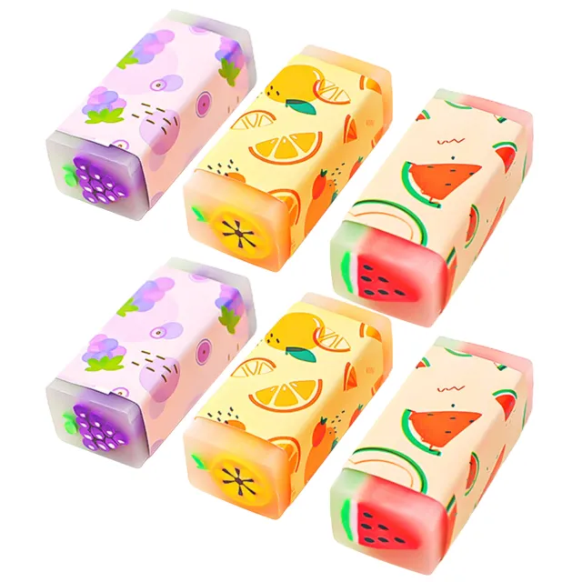 6pcs Cute Fruit Party Favors For Kids Gift Pencil Eraser Random Style Office