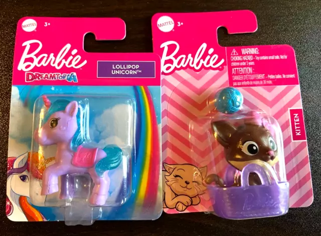 Barbie Dreamtopia Pet Lot Lolipop Unicorn Pony & Kitty Cat w Yarn NEW