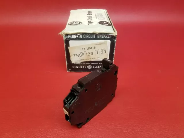 20 Amp General Electric 1 or Single Pole 1/2" Thin GE Breaker Type THQP120 NEW!