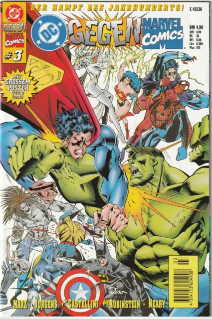 ✪ DC GEGEN MARVEL #3 + Poster, Dino 1996 COMICHEFT TOP Z1 *Amalgam *Superhelden
