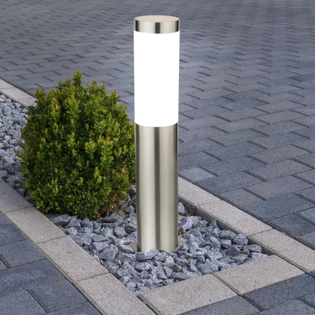 Außen LED Design Stand Steh Lampe Sockel Leuchte EDELSTAHL Garten Veranda Hof