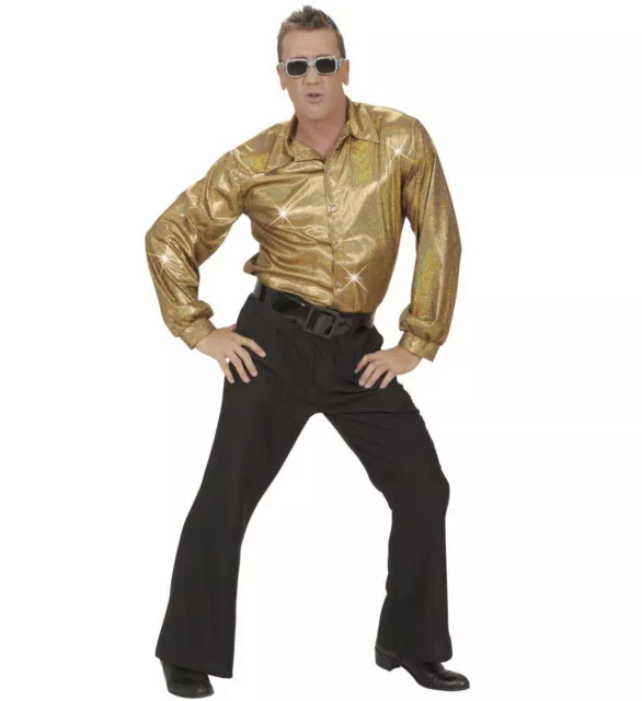 MENS GOLD SHIRT 70s 80s Disco Costume Fancy Dress 1970s 1980s Party Outfit  ML XL £ - PicClick UK