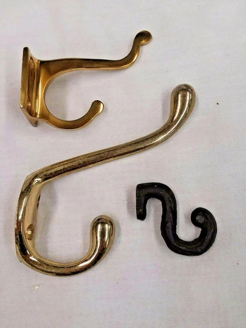 Lot of Vintage Brass and Cast Iron Hat/Coat Hooks Decorative Hardware Halltree