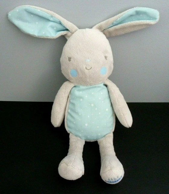 *. DOUDOU PELUCHE KLORANE LAPIN BEBE GRIS BLEU ETOILES 26/36 cm - NEUF*