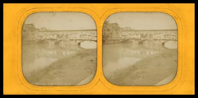 Italie, Florence, Ponte Vecchio, ca.1870, stéréo jour/nuit (French Tissue) Tirag