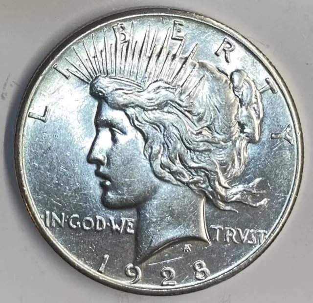 Brilliant Uncirculated Mint State 1928 US Silver Peace Dollar (Philadelphia)