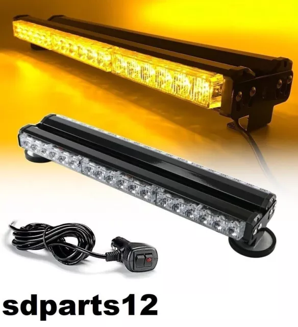 Barre Lumineuse Stroboscopique LED Orange 90cm - 12V/24V - 9 Modes Flash - Pour Véhicule D'Urgence