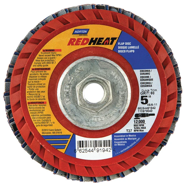 NORTON 66254491942 Flap Disc,5 In x 60 Grit,5/8-11