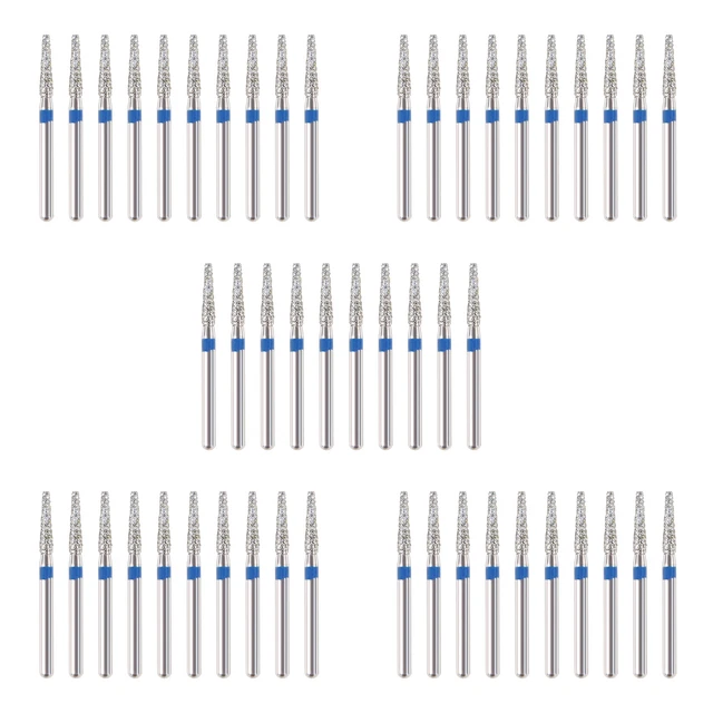 50pc Dental Turbine Diamond Burs Taper Flat FG For High Speed Handpiece TF-21 dn