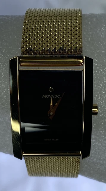 Orologio Svizzero Movado Da Donna $1295 La Nouvelle Quadrante Oro/Nero Zaffiro 0607189