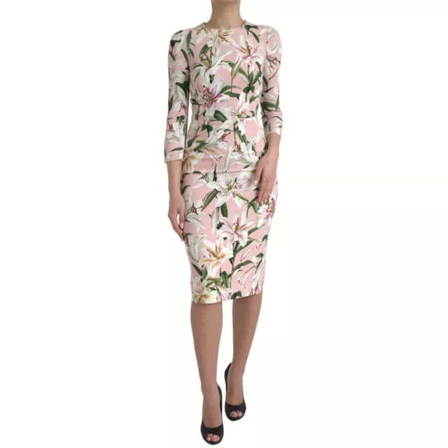 Dolce & Gabbana Vestido Rosa Azucena Viscosa Funda Elástico Midi IT38/ US4/ XS