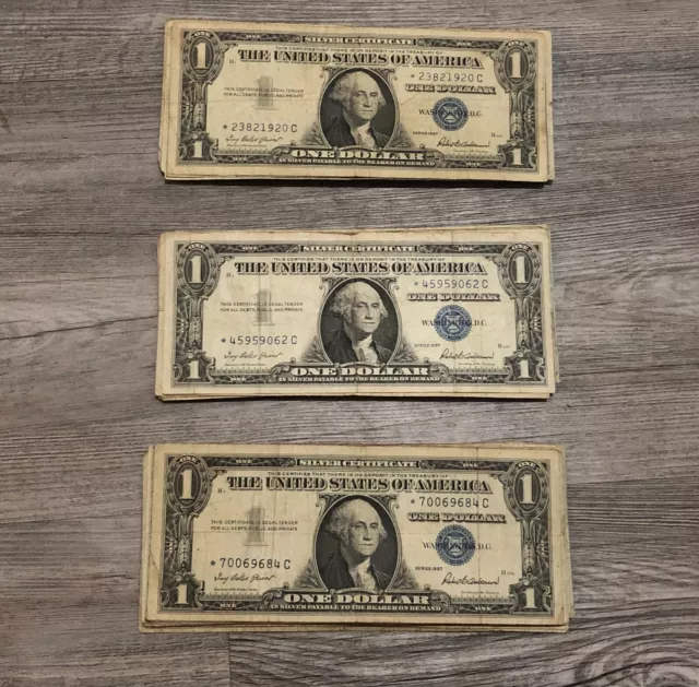 1957 STAR NOTE One Dollar Blue Seal Note Silver Certificate Old US Bill $1 Money 2