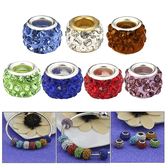 10pcs Legierung Perlen Große Loch Strass Charms Perle Spacer 10x8mm für DIY