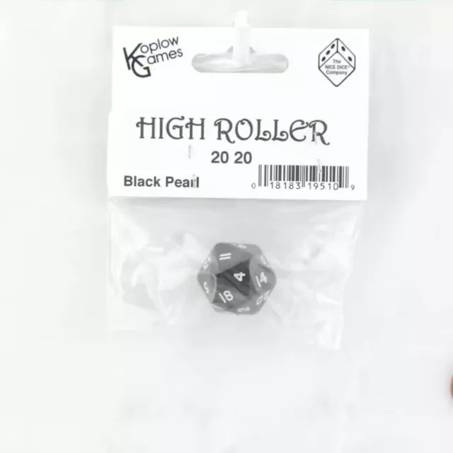 High Roller Lucky D20 Poly Dice 2 20s - Pearl Black (Koplow Games)
