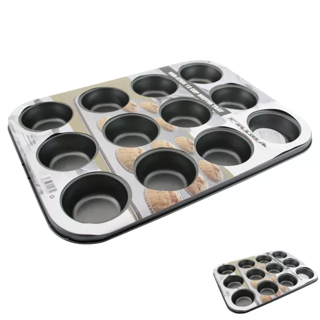 12 Muffin Baking Tray Cake Non Stick Kitchen Tin Pan Oven Dish Cupcake Cake Bake