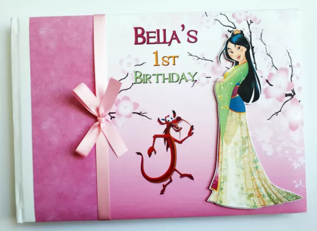 Personalised Disney Mulan birthday guest book, Mulan birthday album, gift