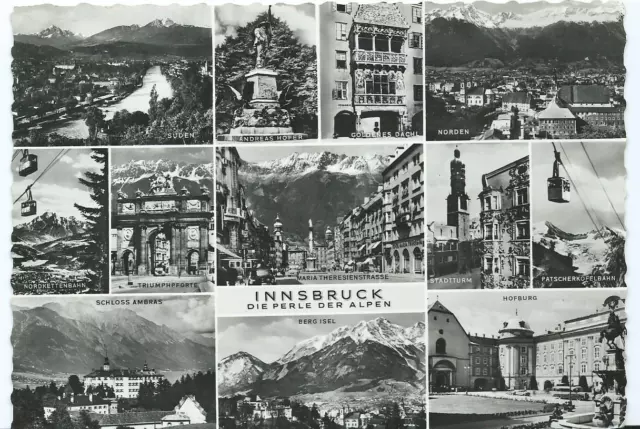 Black/White Postcard of 12 Views of Innsbruck