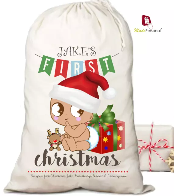 Personalised Baby's First Christmas Stocking Santa Sack- Any Name