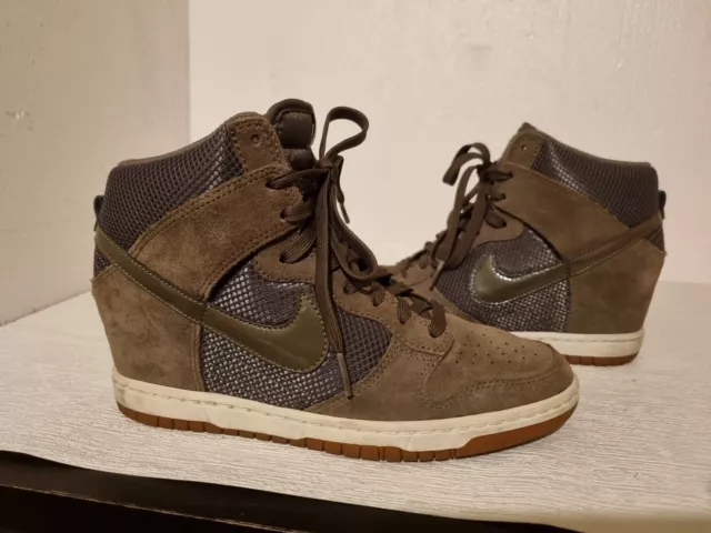 NIKE DUNK SKY Hi Hidden Wedge Trainers Suede Mesh Olive Khaki 2012 Size UK 6 45.00 PicClick UK
