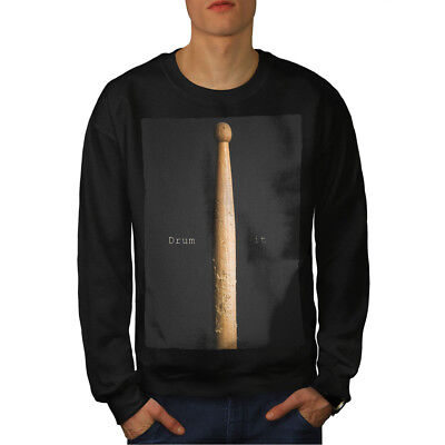 Wellcoda Drum Stick Slogan Mens Sweatshirt, Instrument Casual Pullover Jumper