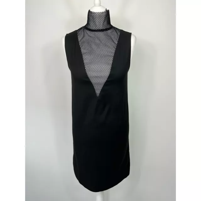 Maison Martin Margiela MM6 Mini Dress Size 38 UK 10 Black Wool Fishnet Panel